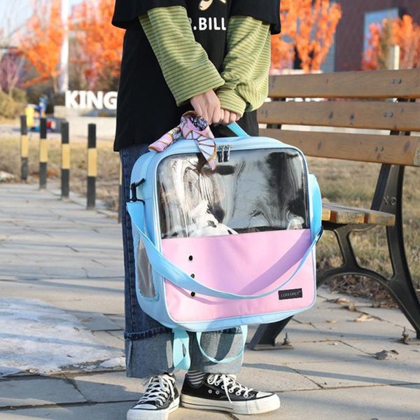 

pet cat carrier dog bag backpack double color transparent fashion outdoor large space puppy mochila para gato car seat covers