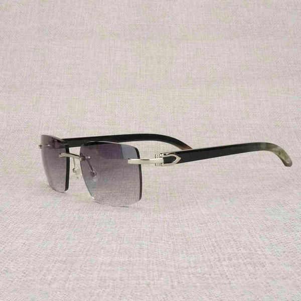 

2022 factory wholesale natural wood men white buffalo horn eyewear women accessories oculos shade rimless eyeglasses for outdoor msoi, White;black