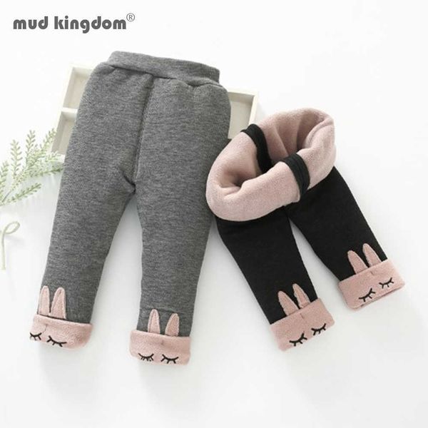 Mud Reino Mola Outono Algodão Bebê Meninas Fleece Calças Calças Calças de Coelho Quente Paby Girl Leggings 210615