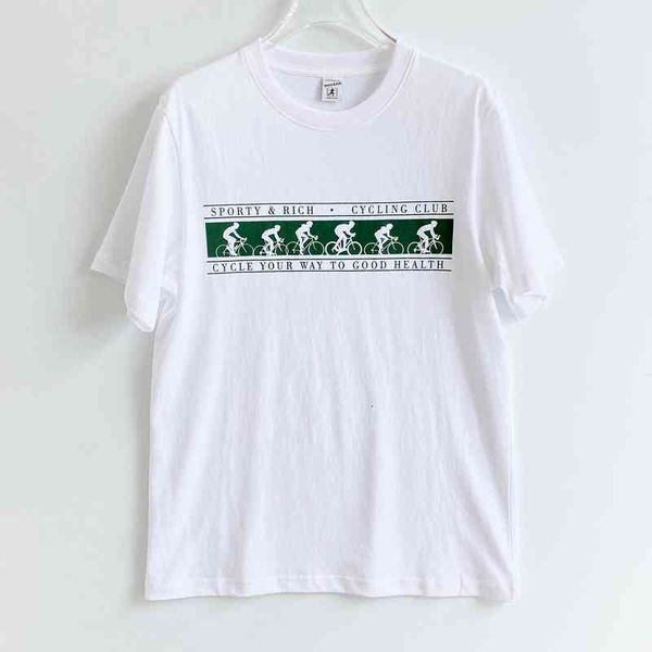 

women's t-shirt white loose t-shirt, women's bicycle print, summer clothing, 2021
