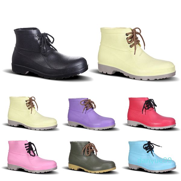

2021 men shoes no-brand design rain boots low labor insurance shoe steel toe cap black yellow pink red purple dark green size 38-44