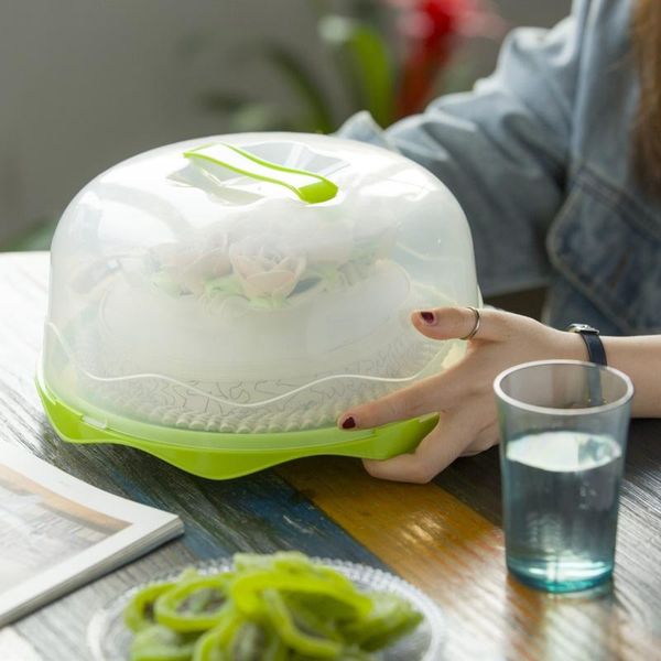 

baking & pastry tools round cake carrier handheld plastic storage holder dessert container cover case birthday wedding party supplies 3 colo