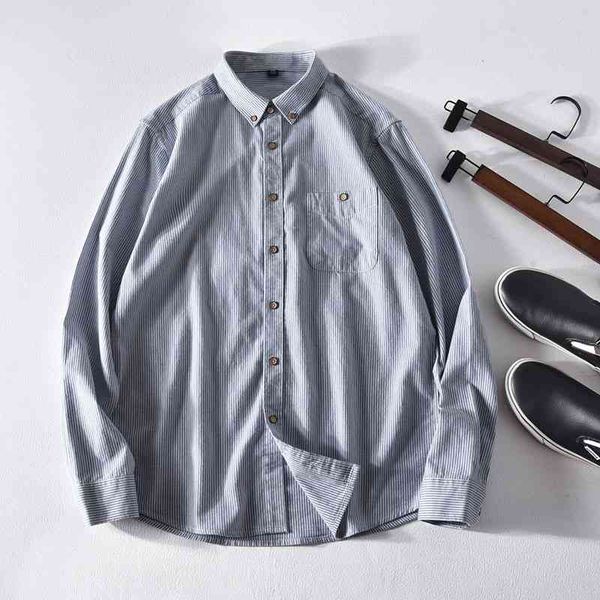 

autumn fashion wash stripe long sleeve shirt men's comfortable casual shirt big size trend2021, White;black