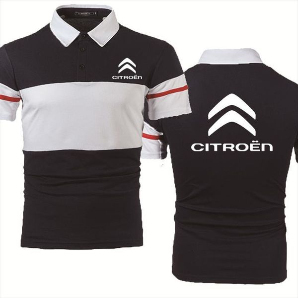 

summer casual trend shirt citroen men polo car printing short sleeve cotton splicing, White;black