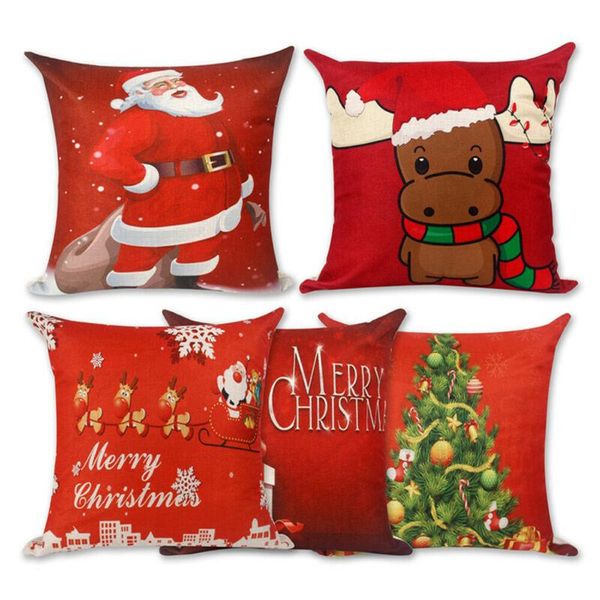 

christmas cushion cover santa linen pillow case merry claus home decor