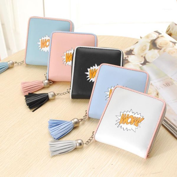 

purse slim coin fresh girl wallet card holder zipper small child money bag cash package student pouch bags, White