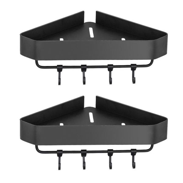 

hooks & rails 2pcs wall-mounted storage shelves shampoo corner racks with