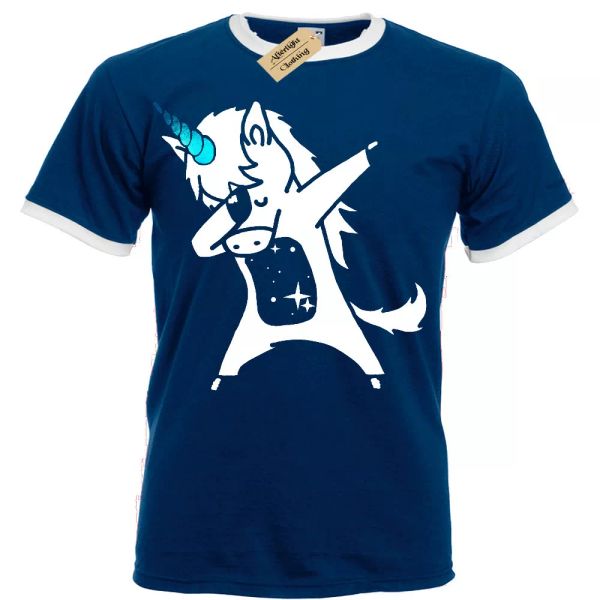 

frotÃ¡ndose unicornio camiseta hombre s-3xl ringer lenguado, White;black