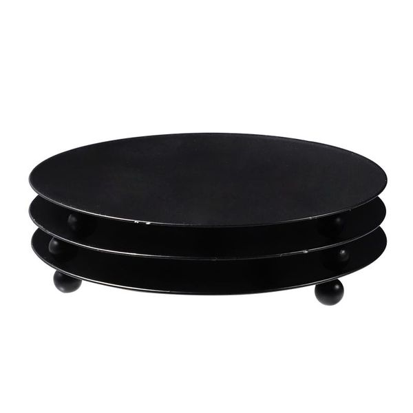 

candle holders vosarea 3pcs simple iron plate decorative pillar stand display tray for parties home wedding el (black)