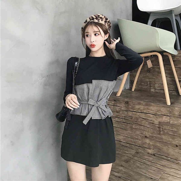 

pant two fashion ensemble ladies bouncy temperament long plaid shirt stylish wide belt sweet women sets, White