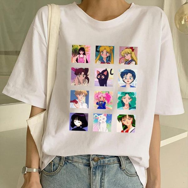

harajuku and women kawaii men t shirt sailor womens moon cartoon casual summer, White;black