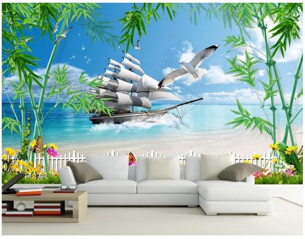 

wallpapers custom 3d po wallpaper wall mural fresh seascape beautiful living room tv sofa background painting