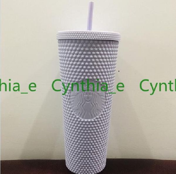 

2021 starbucks double purple durian laser straw cup tumblers mermaid plastic cold water coffee cups gift mug