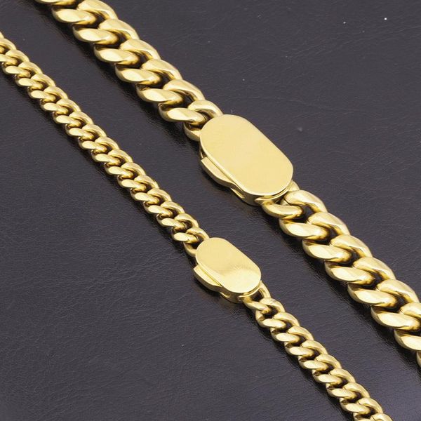 

chains 10mm width stainless steel cuban chain link silver gold color men necklace fashion jewelry miami curb for young