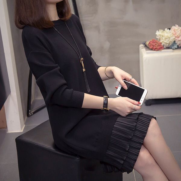 

solid color plied plus size lady nightgown looses casual fashion mesh based midi dress y310 ktwl, Black;gray