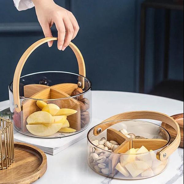

dishes & plates transparent hand basket storage box portable glass fruit plate european dried snack platter kitchen accessories