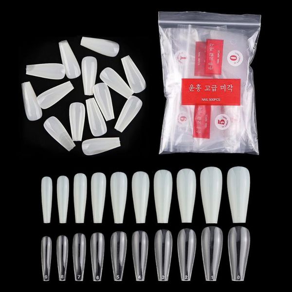 

false nails 600pcs display tips long coffin stiletto abs design ballerina nail art clear/natural fake, Red;gold