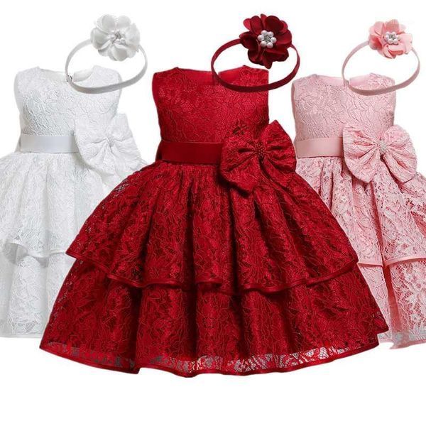 

baby girls 1 2 year birthday baptism princess dress 1st born kids bridesmaid wedding party tutu bowknot lace christening gown girl's dr, Red;yellow