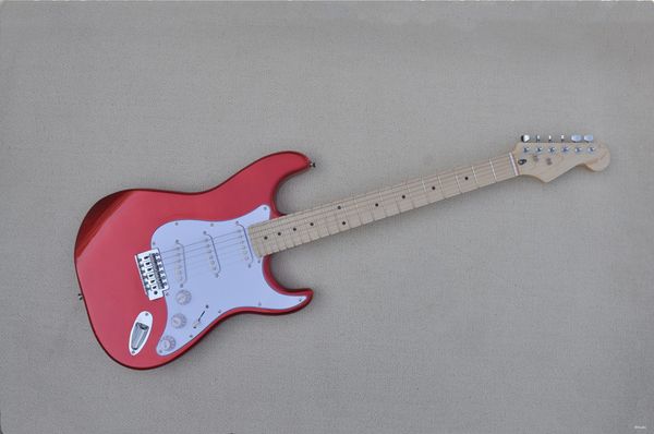 Vinho Vermelho Guitarra Elétrica, Pickguard Branco e Pescoço Maple, Pickups SSS, Fornecer serviços Personalizados