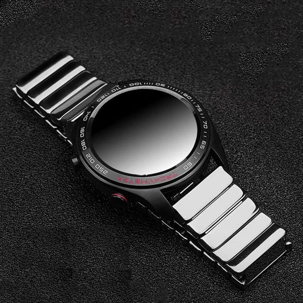 

watch bands full ceramic watchband 20mm 22mm for samsung galaxy 42mm 46mm sm-r810/r800 steel butterfly buckle strap band, Black;brown