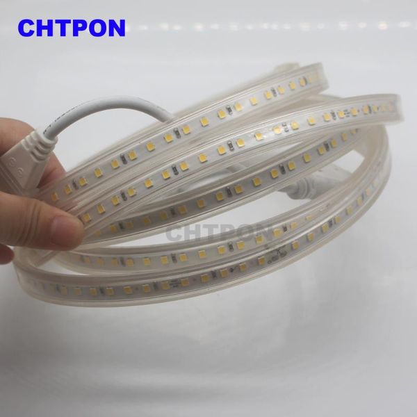 

1m-20m led strip 220v ac waterproof 100leds/m 2835 smd white warm garden outdoor lights holiday christmas deccoration lamp strips