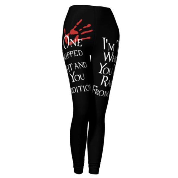 

women's leggings [you're my secret] red hand pattern printing punk dark women pants silming gothic outside streetwear mid waist, Black
