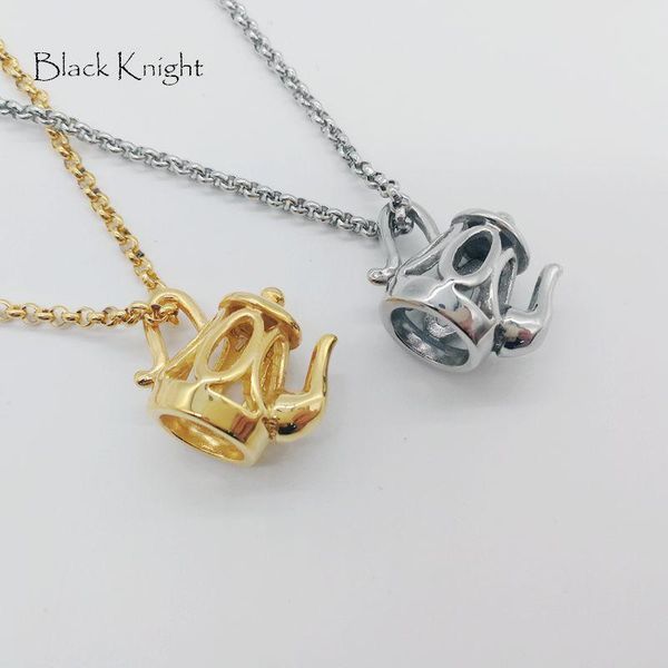 

pendant necklaces black knight creative women fashion teapot necklace silver color stainless steel with box blkn0697