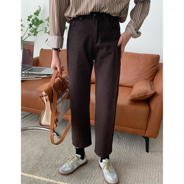 

women's pants & capris korean version vegetable home same dark brown washed craft jeans, versatile, slim and tall, early autumn casual, Black;white