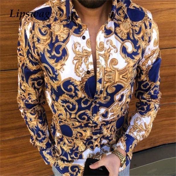 

casual loose turn-down collar mens shirts vintage printing button short sleeve summer men clothing fashion streetwear 220307, White;black