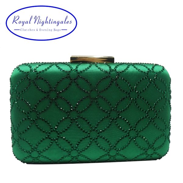 Royal Nightingales Große Kristall-Abend-Clutch und Taschen für Damen-Geldbörsen, Handtasche, Smaragdgrün, Marineblau, 211025