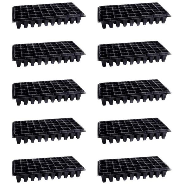 

planters & pots seed starter tray,10 pack planting trays with drain holes 50-cell seedling tray for seedlings(black)