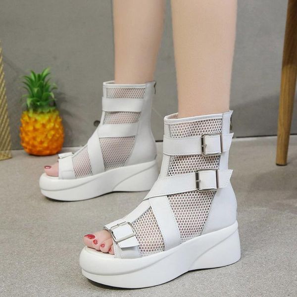 

summer women platform sandals fashion white increasing thick sole casual shoes female, Black
