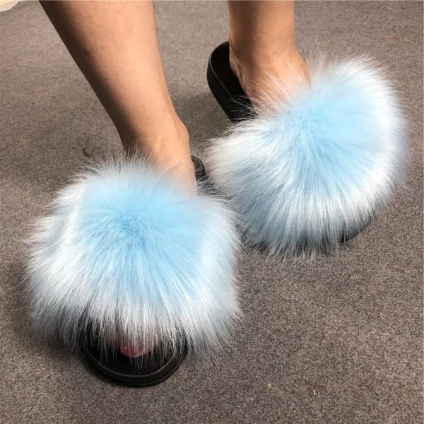 

price furry faux fur fluffy indoor outdoor slides for women slippers, Black