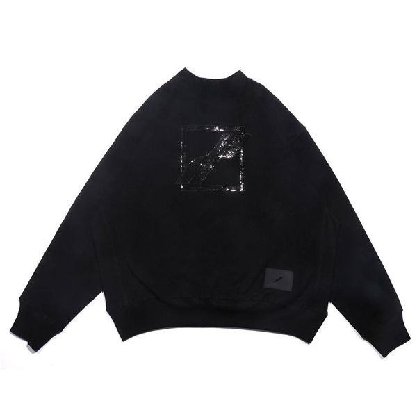 

men's t-shirts half cardigan we11done sweatshirt women's 1:1 quality sequin embroidery loose round neck, White;black
