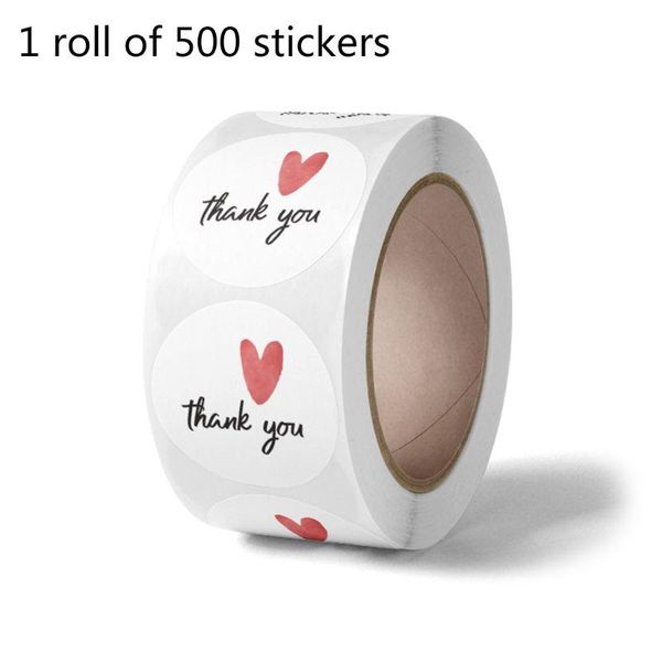 

500pcs thank you stickers heart round seal label for small shop wedding gift package envelope stationery sticker wrap