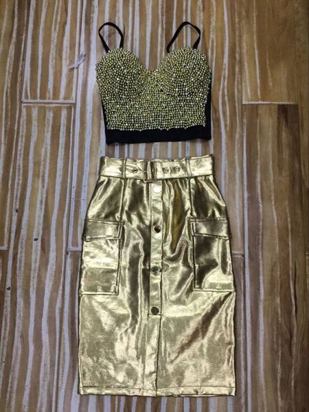

2021strapless gold leather knee length fashion dress cocktail party bodycon dress, Black;gray