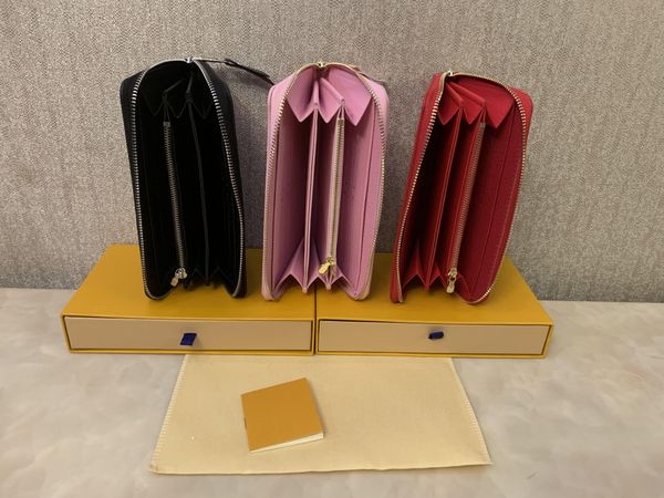 

men women long wallet zipper genuine leather designer wallet purse handbag wallets, Red;black