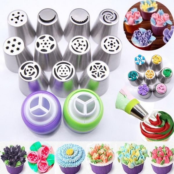 

stainless steel nozzles set silicone pastry bags diy cake decorating tips mouth icing piping cream cookie baking decor tools &