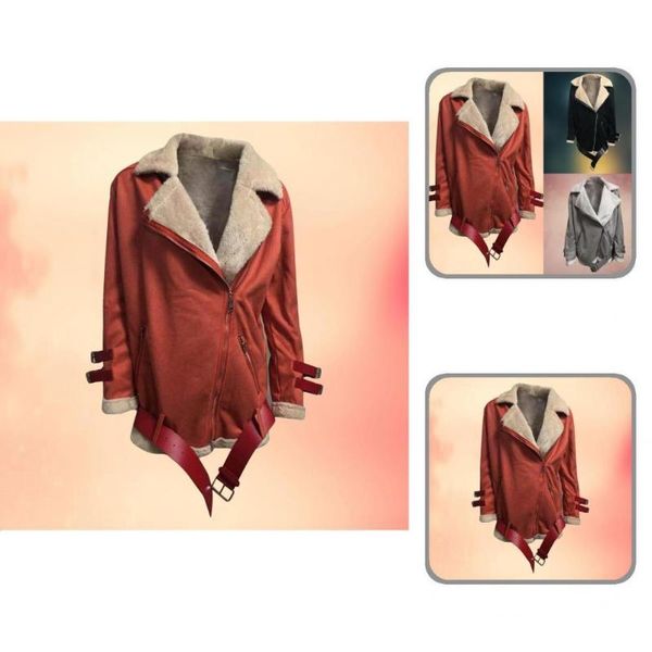

women's jackets solid color trendy cashmere women overcoat easy-wearing coat lapel for winter, Black;brown