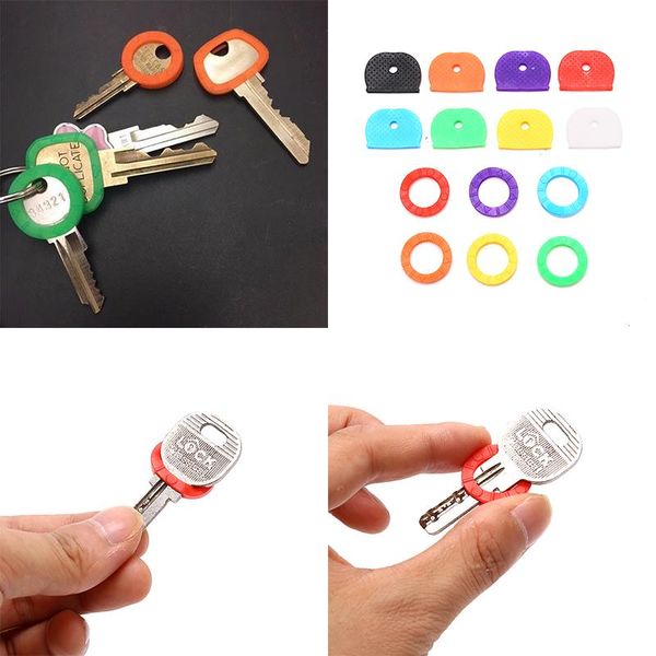 

2432pcs round soft silicone hollow multi color rubber keys locks cap key covers keyring elastic case keychains6542583, Silver