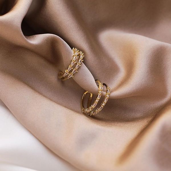 

cluster rings 2021 contracted shiny crystal senior opening double fashion geometric fine lovely women party adjustable, Golden;silver