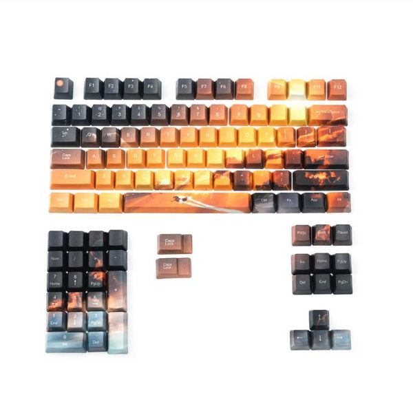 

keyboards pbt five-sided sublimation saturn keycaps oem proffile key cap set for mechanical keyboard universal g cherry axis switches