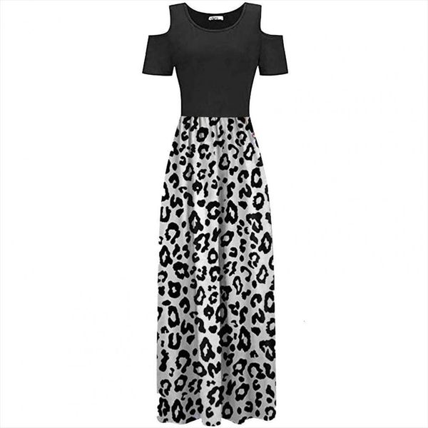 

leopard print slim summer womens dress butterflies short sleeve round neck for dating, Black;gray