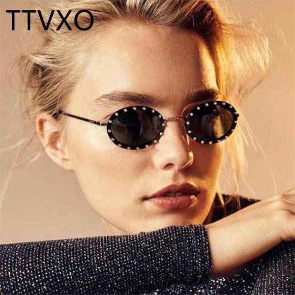 

sunglasses diamond oval ladies yellow lens small glasses summer shades metal round women men sunnies uv400 oculos, White;black
