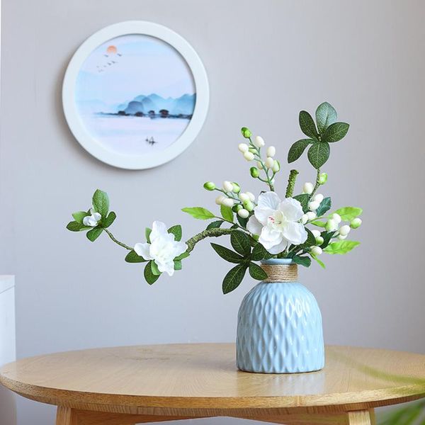 

decorative flowers & wreaths simulation azalea fake branches green leaves wedding plant for romantic diy wall home decoration