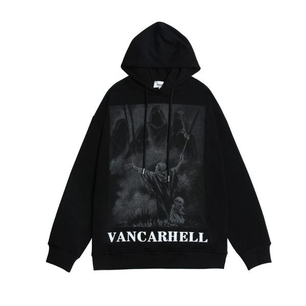 

men's hoodies & sweatshirts hip hop streetwear men harajuku gothic grim reaper print pullover autumn winter casual oversize cotton hood, Black