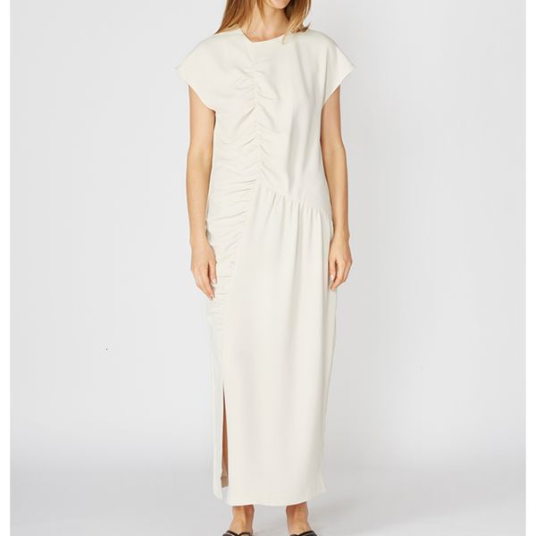 

dress pleated irregular hem female midi two-color gkq7, Black;gray