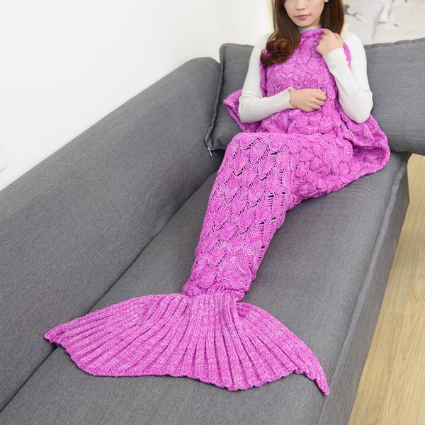 

ins mermaid blanket, fish scale knitted tail , children's