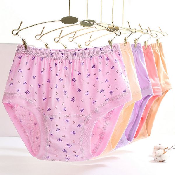

middle aged and women's pure cotton mother's underwear elderly high waist large size triangle shorts loose pants full, Black;pink