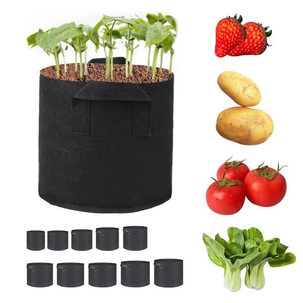 

planters & pots plant grow bags garden heavy duty non-woven aeration big strawberry fabric growing container bag home tools